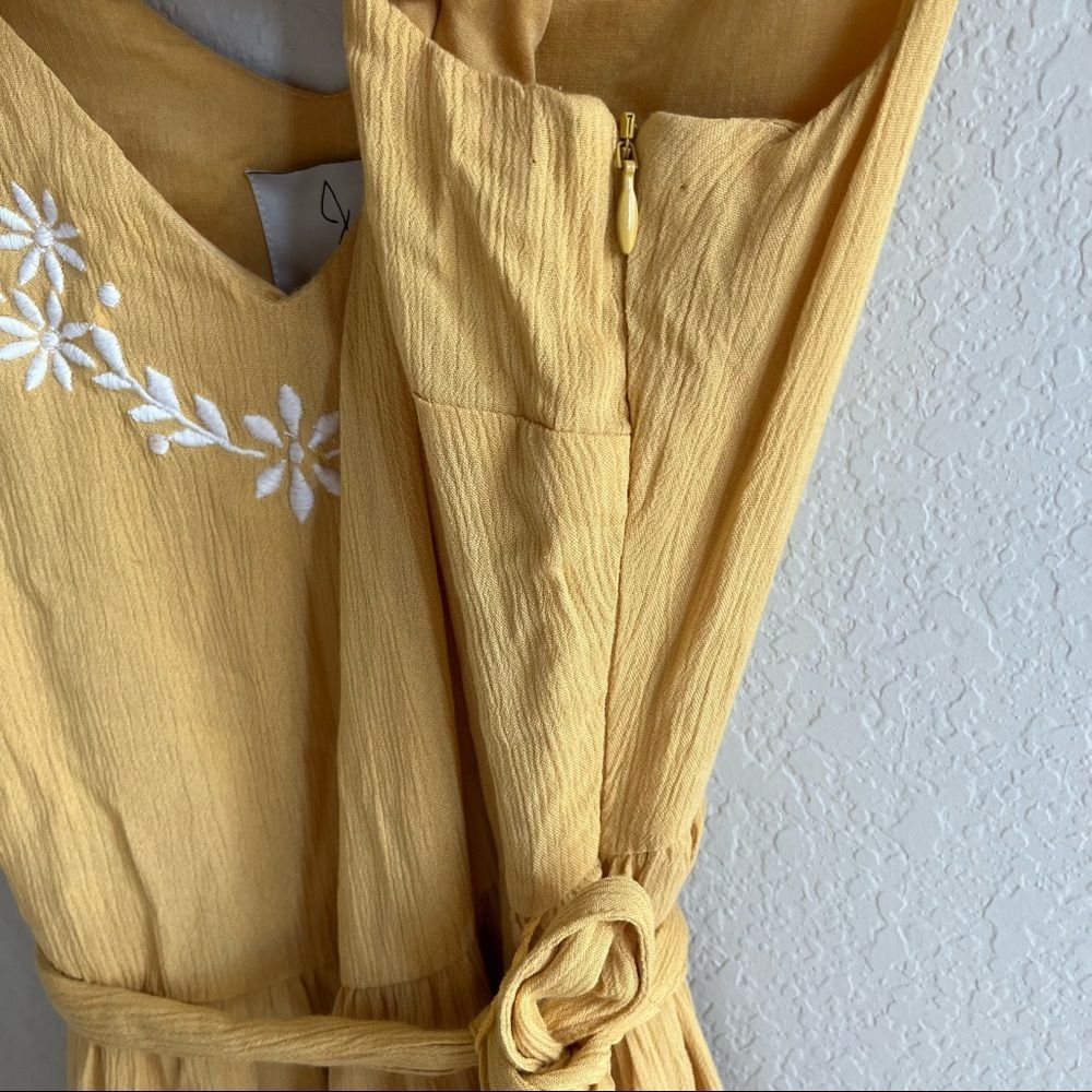 New Joie yellow sleeveless Tiered Maxi Dress Embroidered derail, v-neck - Picture 5 of 10